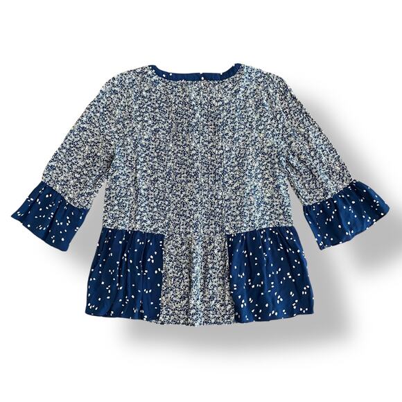 Anthropologie Maeve Hiver Blue 3/4 Sleeve Size 6 Boho Peasant Blouse - Picture 5 of 8